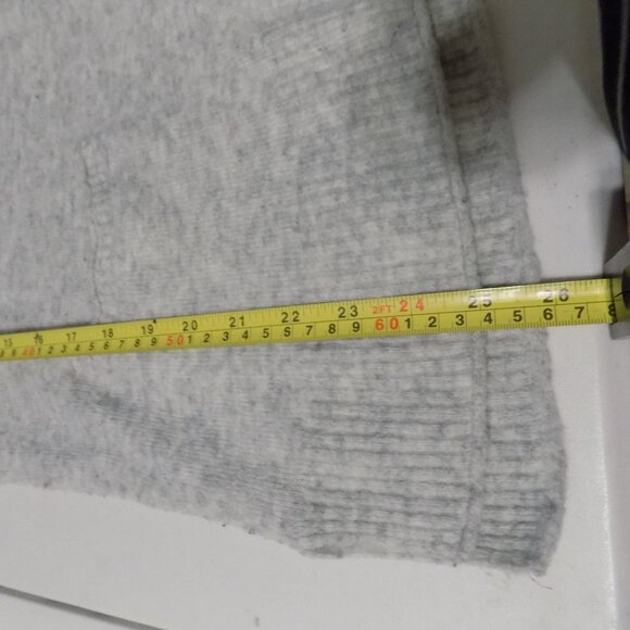 ABERCROMBIE & FITCH Womens Gray Sweater Pockets Large Boatneck Vtg Boho Oatmeal - Picture 8 of 8